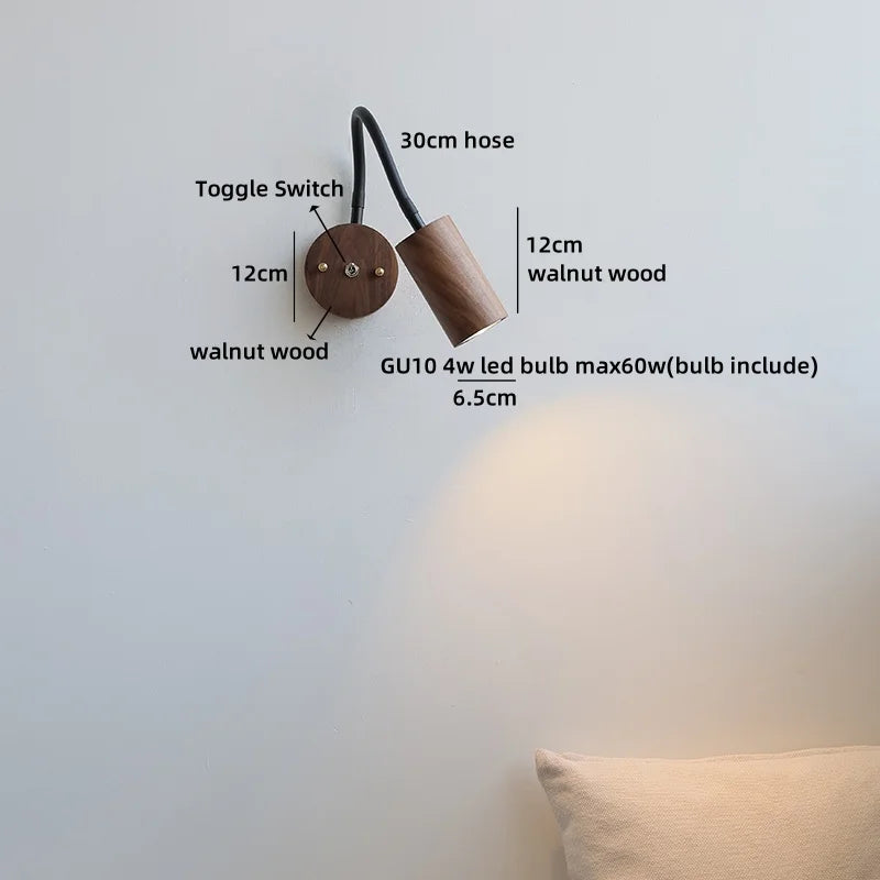 Élodie Walnut Wood LED Wall Lamp 30cm