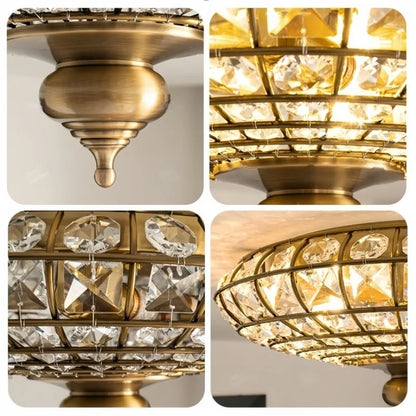 Élise Vintage Crystal Copper Ceiling Light Gold 5-Light