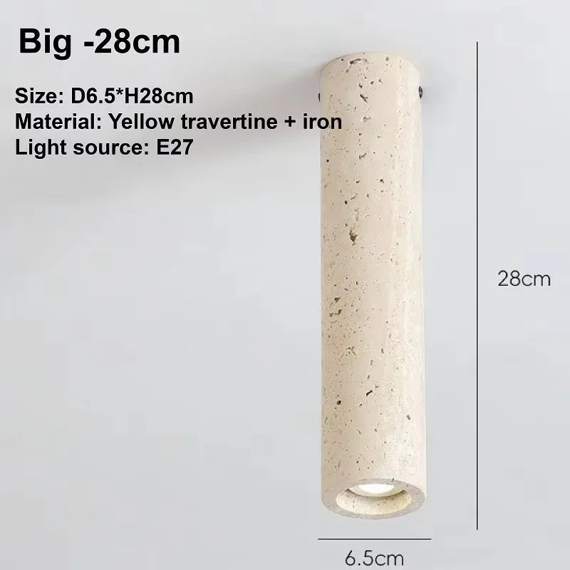 Camille Cylindrical Travertine Stone E27 Ceiling Downlight