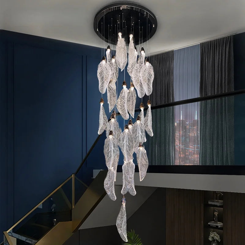 Aurélie Suspension LED Art Déco Feuille Flottante