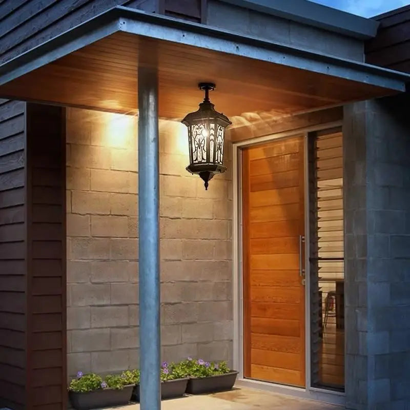 Sophie Outdoor Retro Ceiling Light Yellow Glass Waterproof
