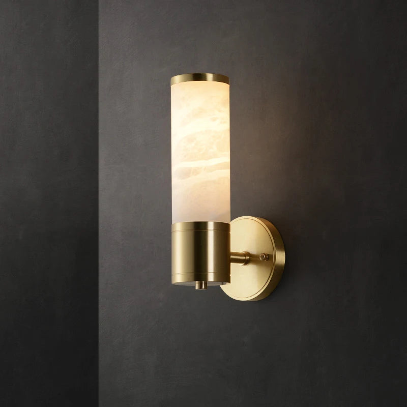 Applique murale Élise en albâtre et marbre moderne, éclairage de luxe pour chambre à coucher