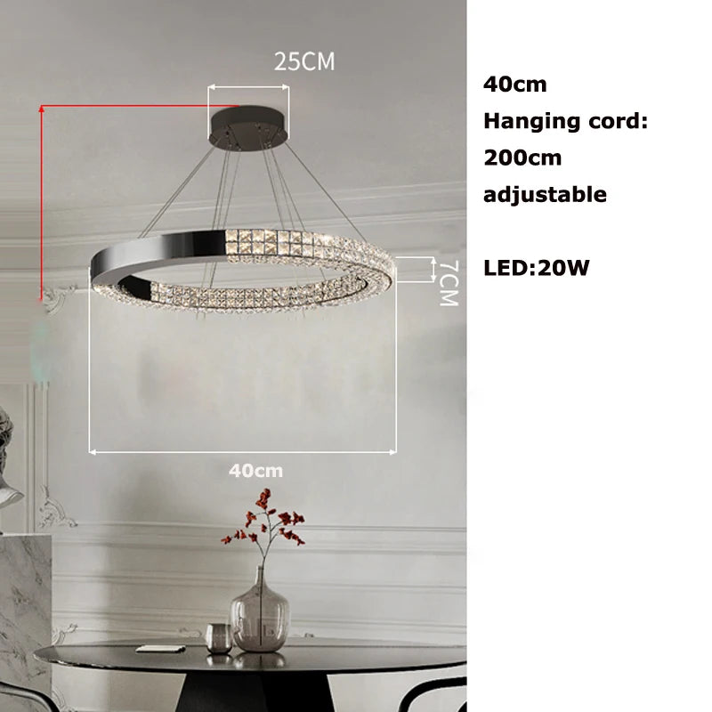 Lustre en cristal scandinave Sophie en acier noir pour plafond