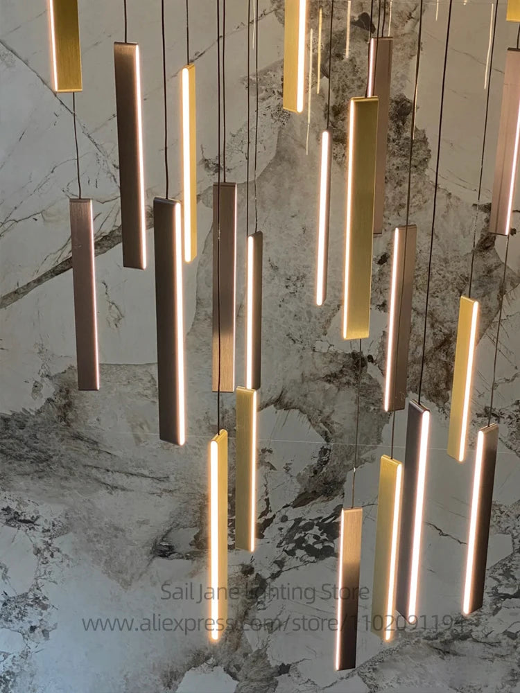 Élise Nordic Square LED Staircase Pendant Chandelier