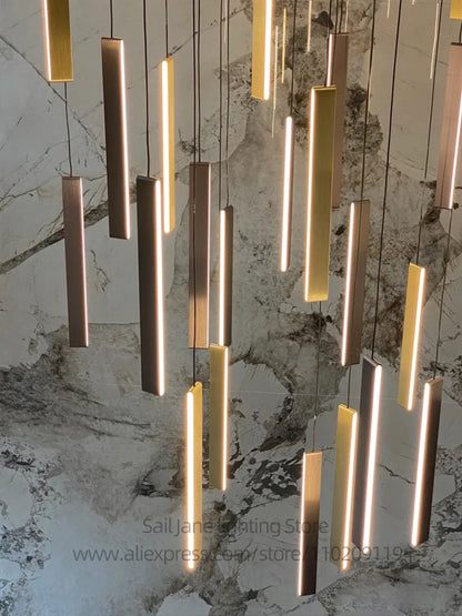 Élise Nordic Square LED Staircase Pendant Chandelier