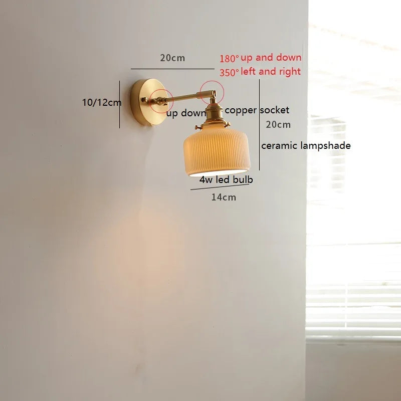 Émilie Rotating Glass Wall Lamp Pull Chain