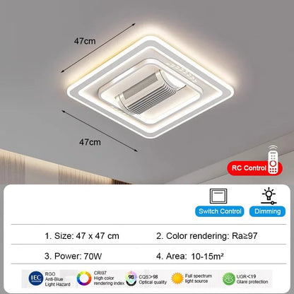 Aurevo Modern Bladeless LED Ceiling Fan Light