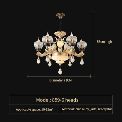 Natural Crystal Copper Pendant Chandelier for Duplex Villa Interiors