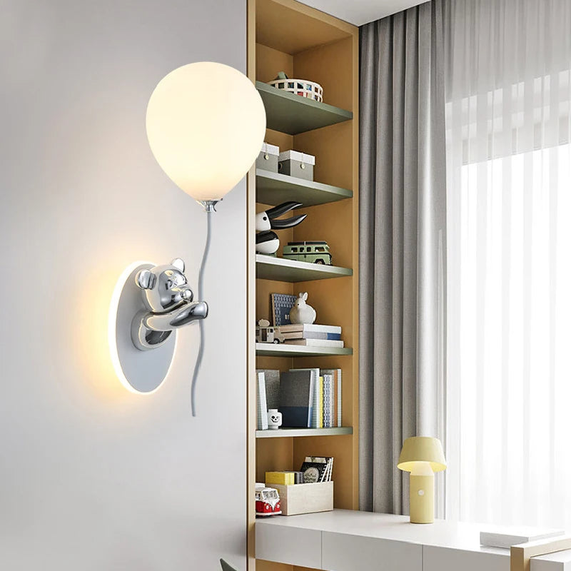 Chloé Balloon Bear LED Wall Lamp Kids Room Princess Style