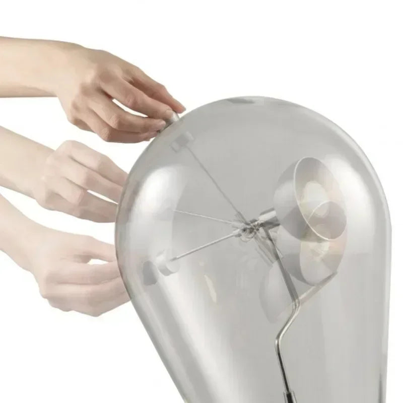 Adele Chrome Dimmable Glass Lamp