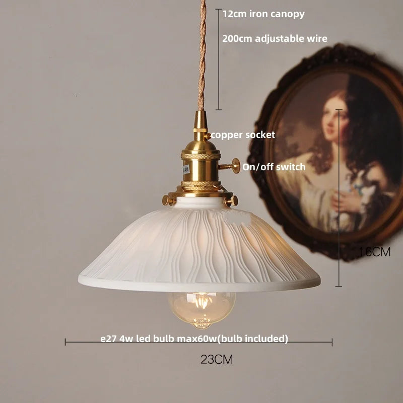 Suspension LED en céramique Fleur Rose Élise, en bois nordique