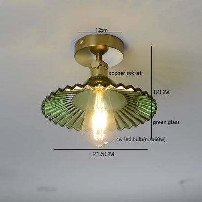 Éloise Amber Glass Copper Ceiling Light