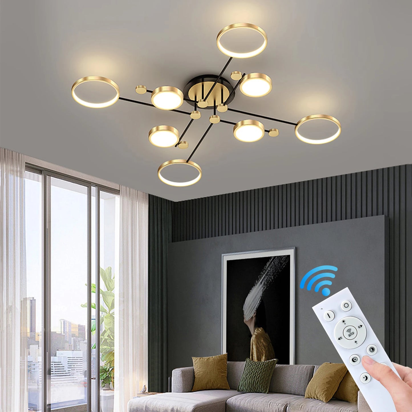 Plafonnier LED Auriane Nordic Gold Black