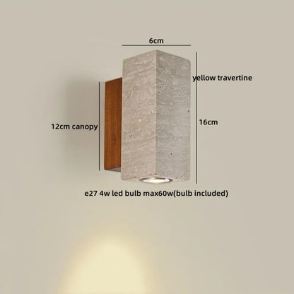 Élise Yellow Travertine LED Wall Lamp Japan Style Luxury