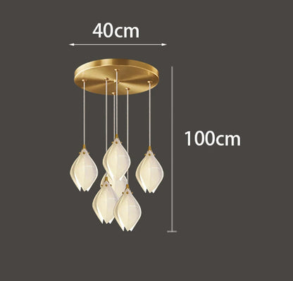 Lustre d'escalier moderne Liora en forme de grappe de lotus