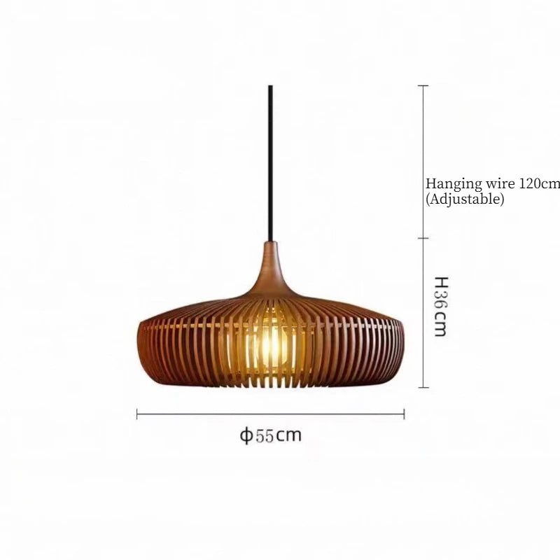 Suspension Elodie Wood Birdcage E27, pour salle à manger de style loft