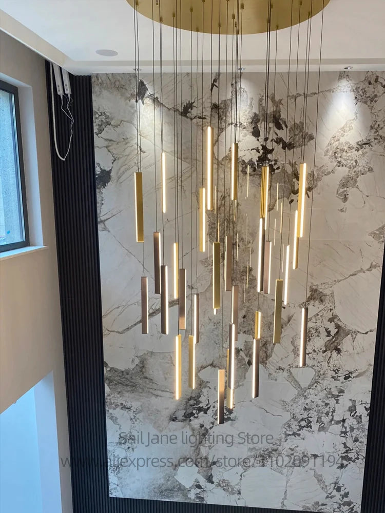 Élise Nordic Square LED Staircase Pendant Chandelier