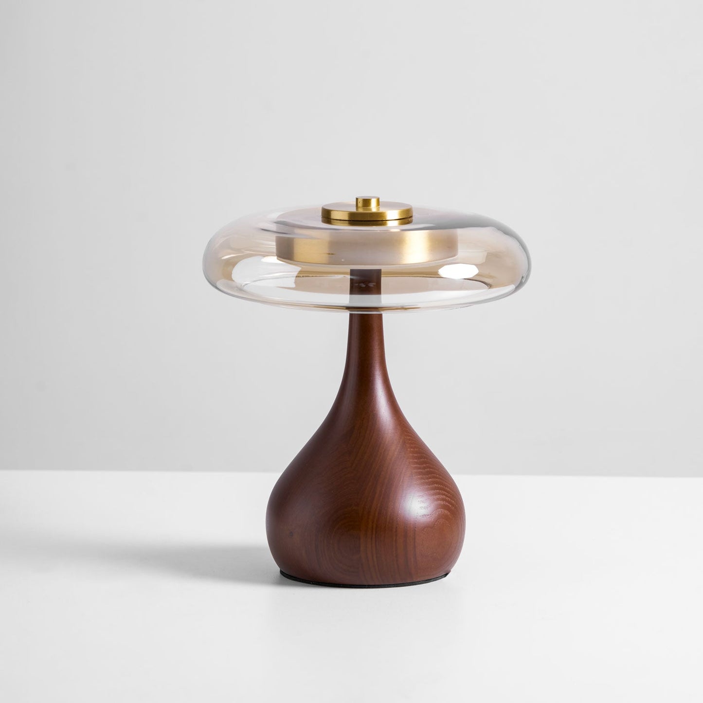 Élise Glass Table Lamp with Wooden Base and LED Dimmer