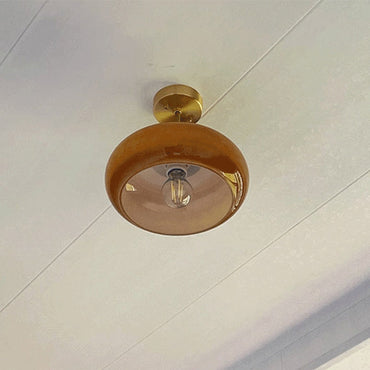 Camille Soleil Retro Brass & Glass Ceiling Lamp