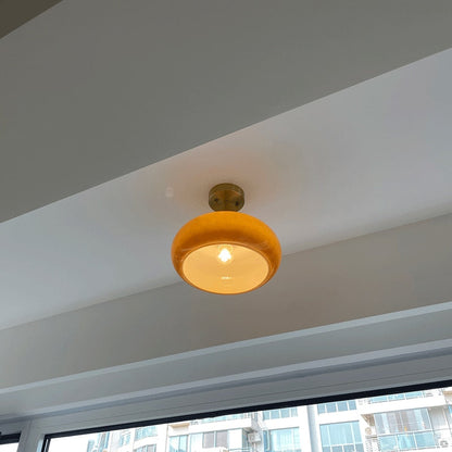 Camille Soleil Retro Brass & Glass Ceiling Lamp