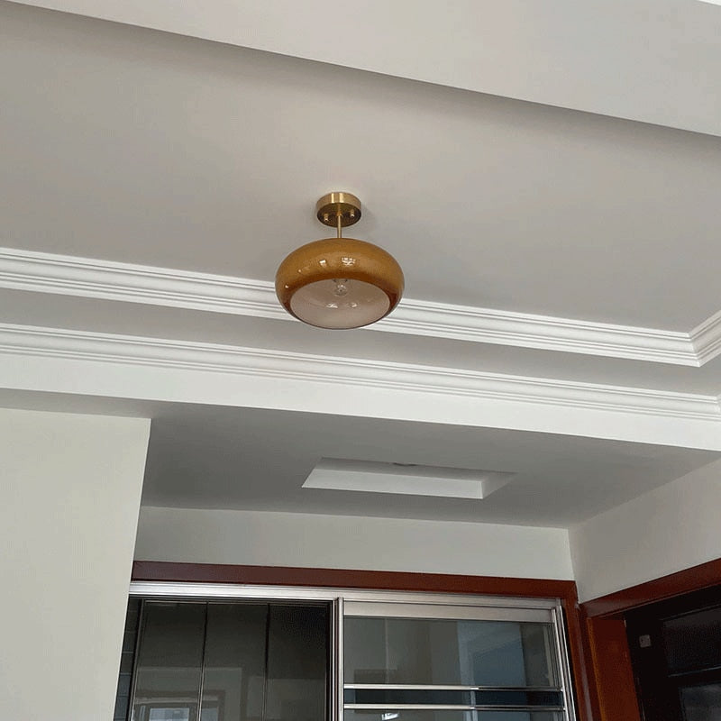 Camille Soleil Retro Brass & Glass Ceiling Lamp