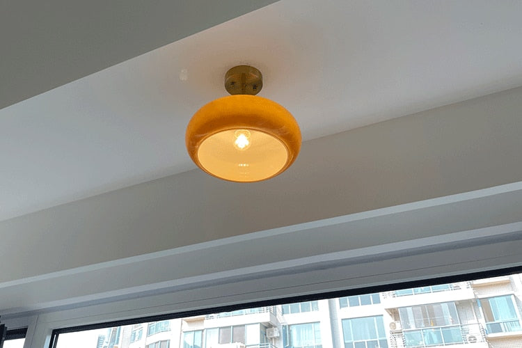 Camille Soleil Retro Brass & Glass Ceiling Lamp