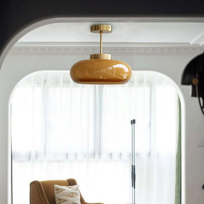Camille Soleil Retro Brass & Glass Ceiling Lamp