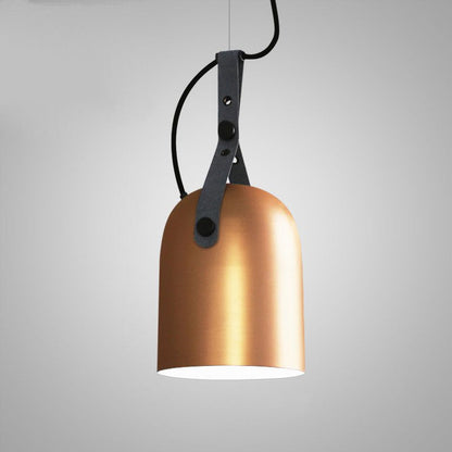 Suspension LED Émilie Sonoma en métal et cuir