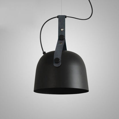 Suspension LED Émilie Sonoma en métal et cuir