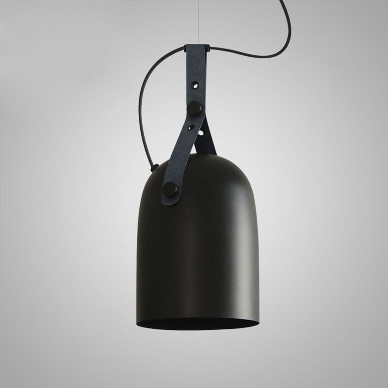 Suspension LED Émilie Sonoma en métal et cuir