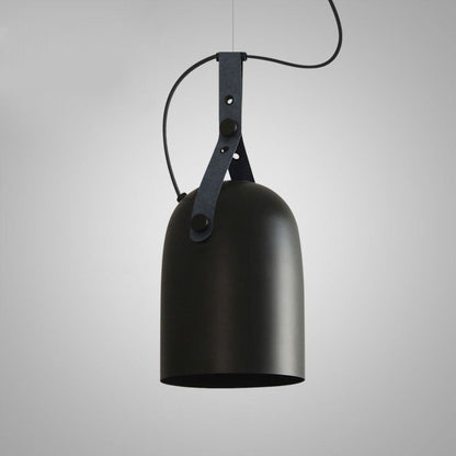 Suspension LED Émilie Sonoma en métal et cuir