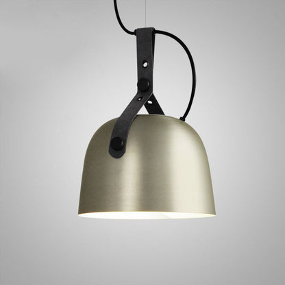 Suspension LED Émilie Sonoma en métal et cuir