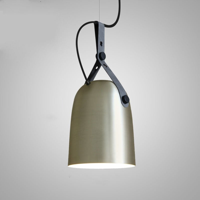 Suspension LED Émilie Sonoma en métal et cuir