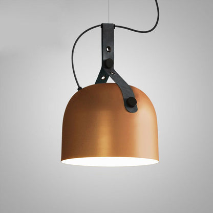 Suspension LED Émilie Sonoma en métal et cuir