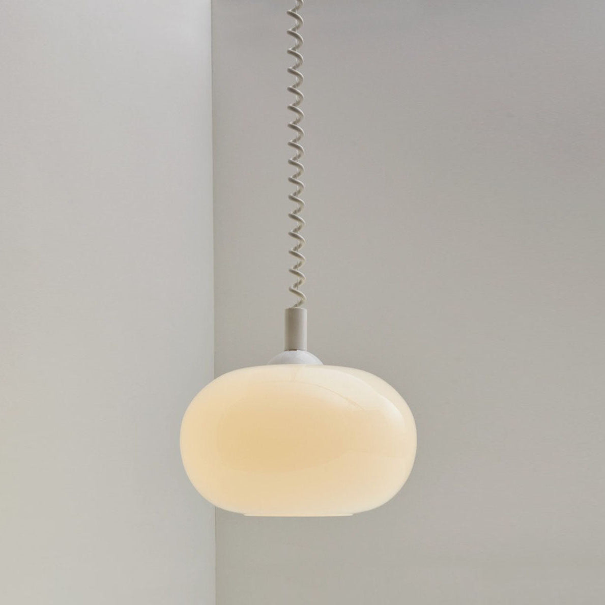 Camille Retractable Spring Wire LED Pendant Light White Glass Modern Fixture
