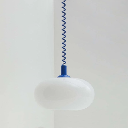 Camille Retractable Spring Wire LED Pendant Light White Glass Modern Fixture