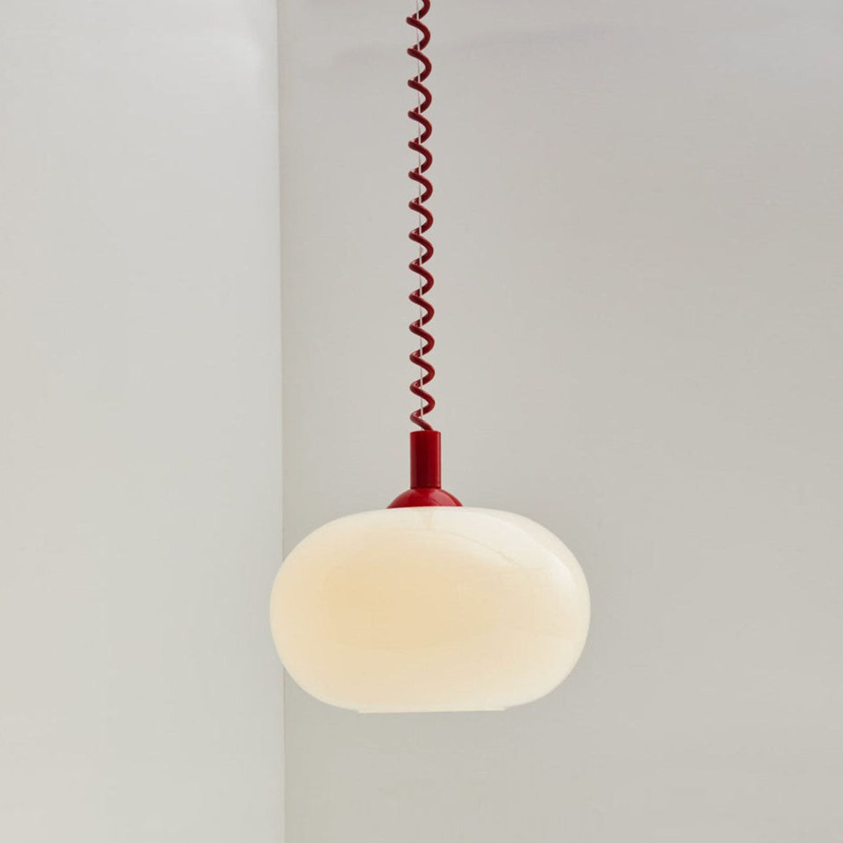 Camille Retractable Spring Wire LED Pendant Light White Glass Modern Fixture
