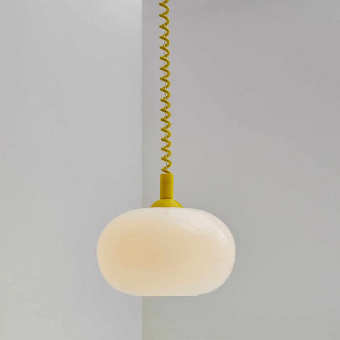 Camille Retractable Spring Wire LED Pendant Light White Glass Modern Fixture