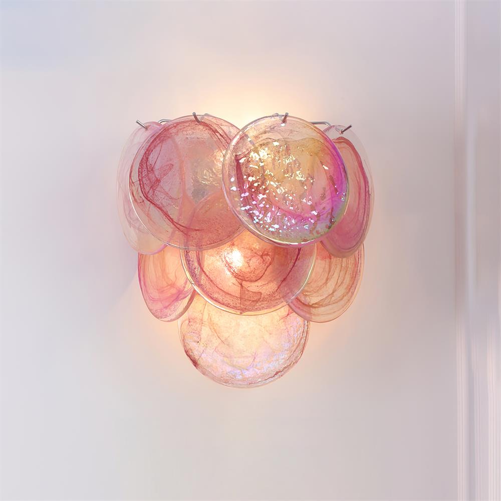 Applique murale Amélie en verre soufflé bouche avec accents métalliques