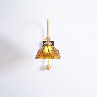 Applique Juliette Tiffany en Laiton Noyer et Verre