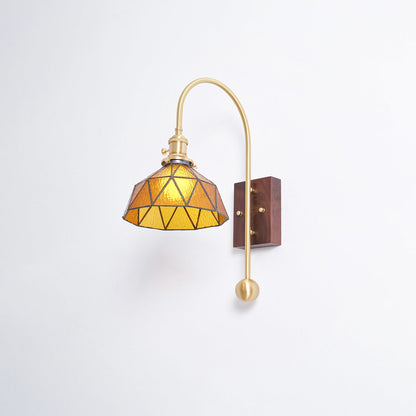 Applique Juliette Tiffany en Laiton Noyer et Verre