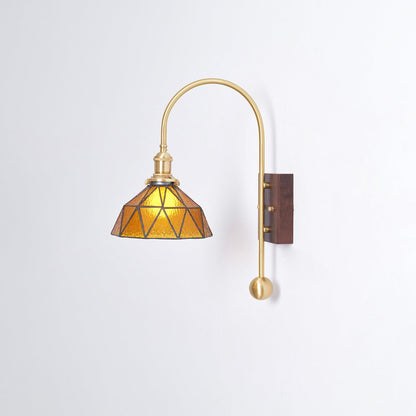 Applique Juliette Tiffany en Laiton Noyer et Verre