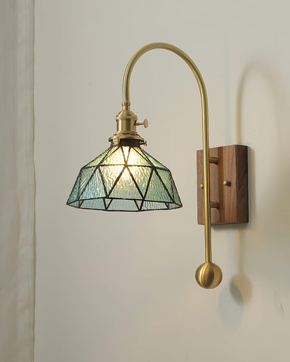 Applique Juliette Tiffany en Laiton Noyer et Verre