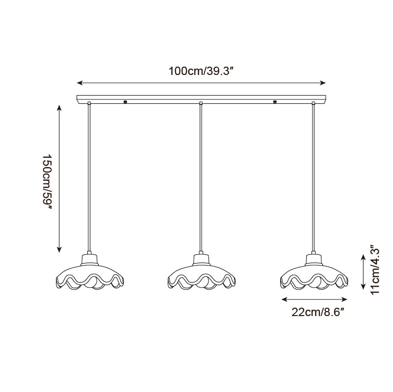 Juliette Pendant Lamp, Scalloped Resin Shade with Wood Accent