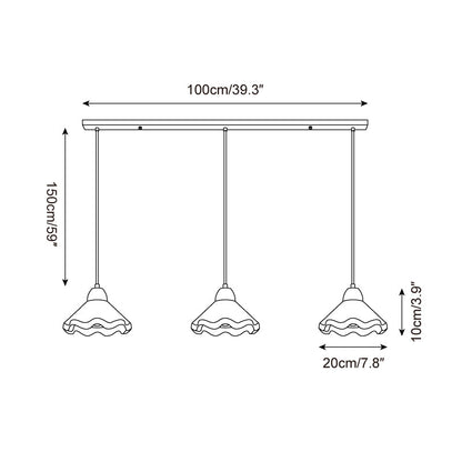 Juliette Pendant Lamp, Scalloped Resin Shade with Wood Accent