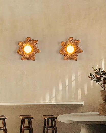Applique murale en résine Camille avec motif floral et éclairage doux