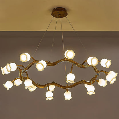 Lustre Amélie Flowers, design branche organique avec lumières délicates en forme de fleur