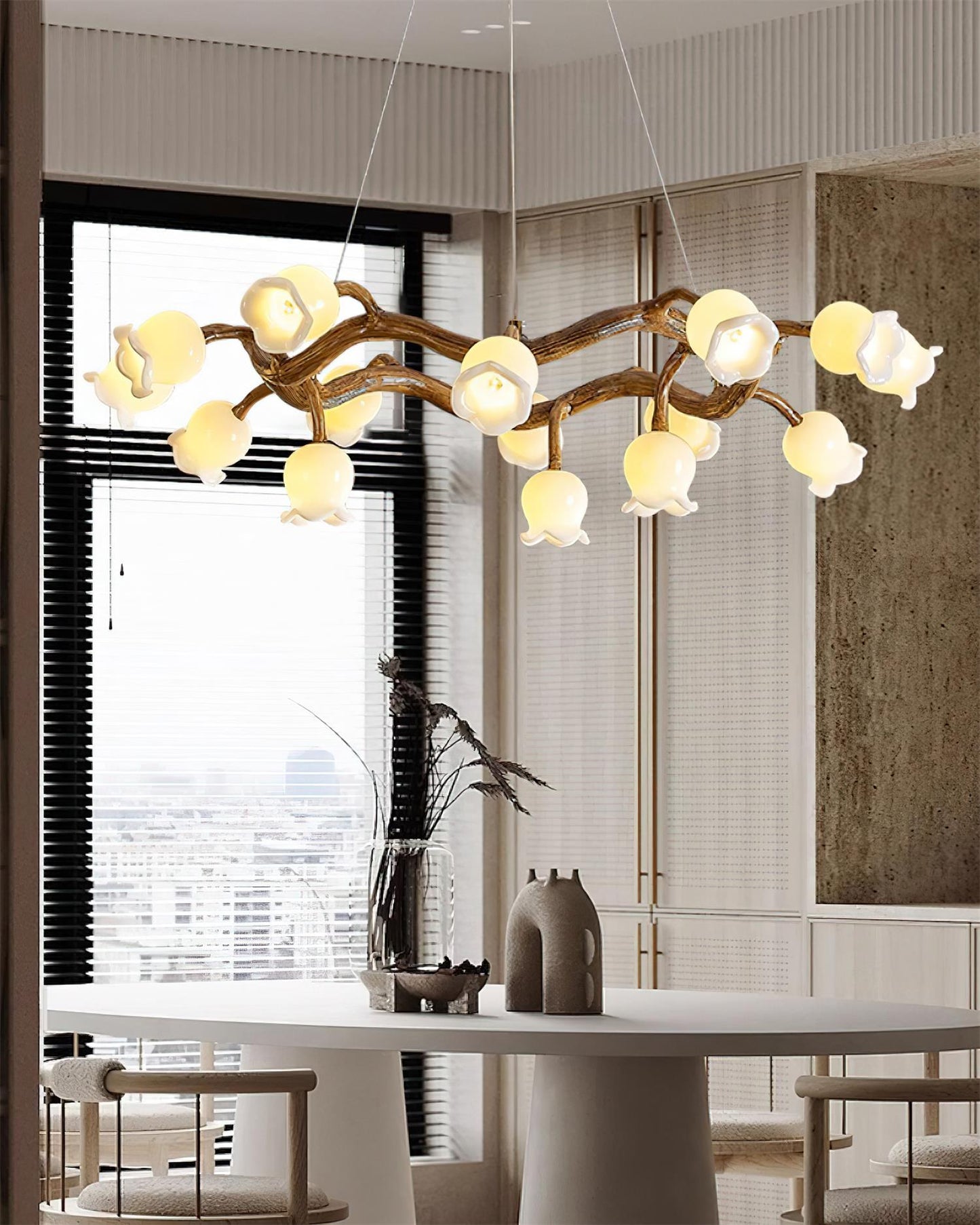 Lustre Amélie Flowers, design branche organique avec lumières délicates en forme de fleur