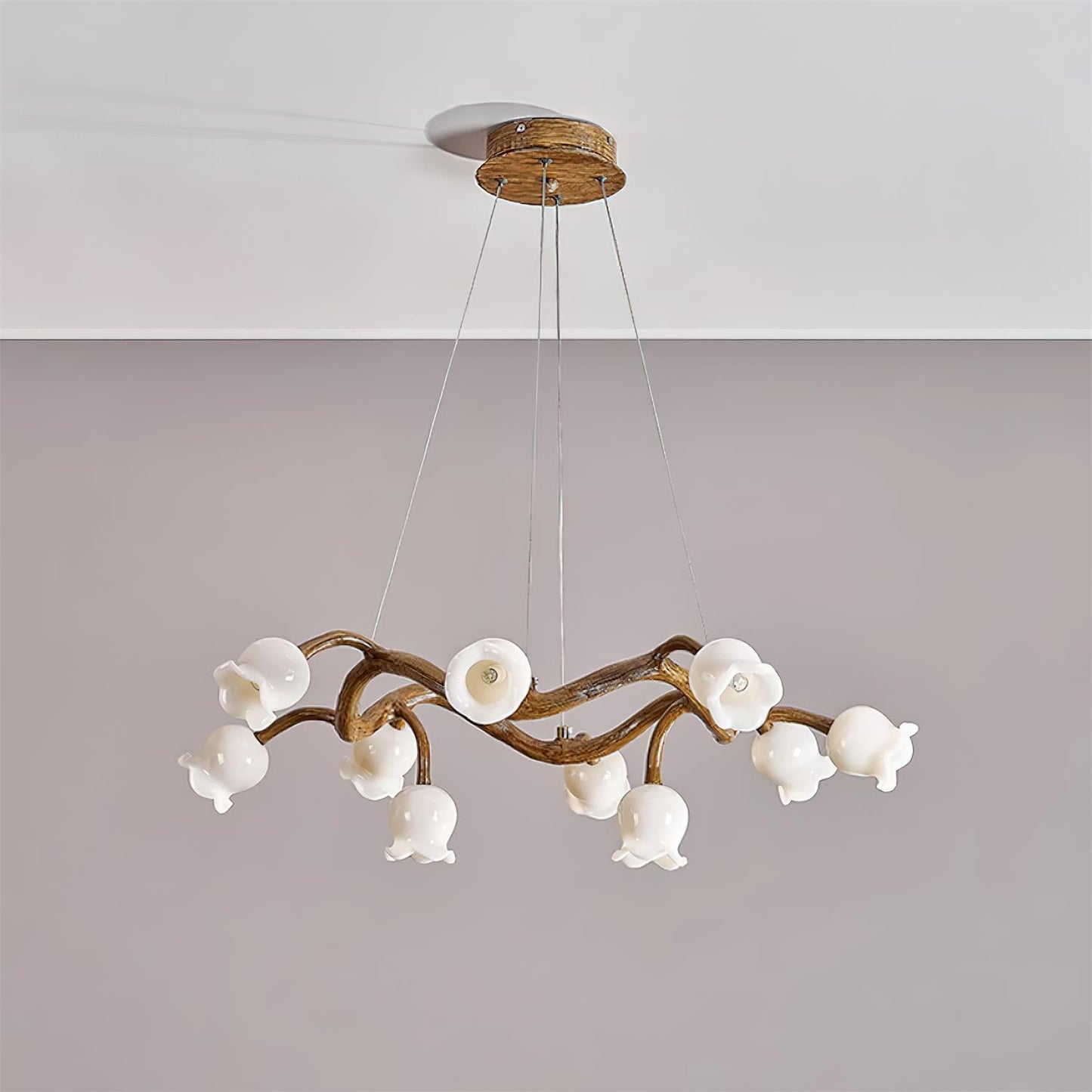 Lustre Amélie Flowers, design branche organique avec lumières délicates en forme de fleur