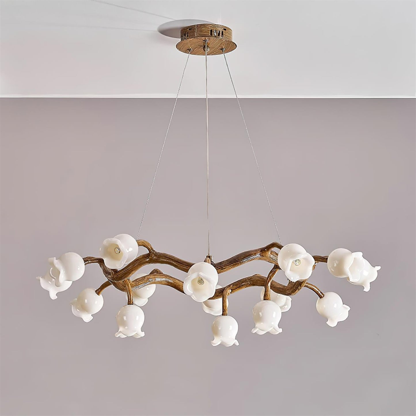 Lustre Amélie Flowers, design branche organique avec lumières délicates en forme de fleur